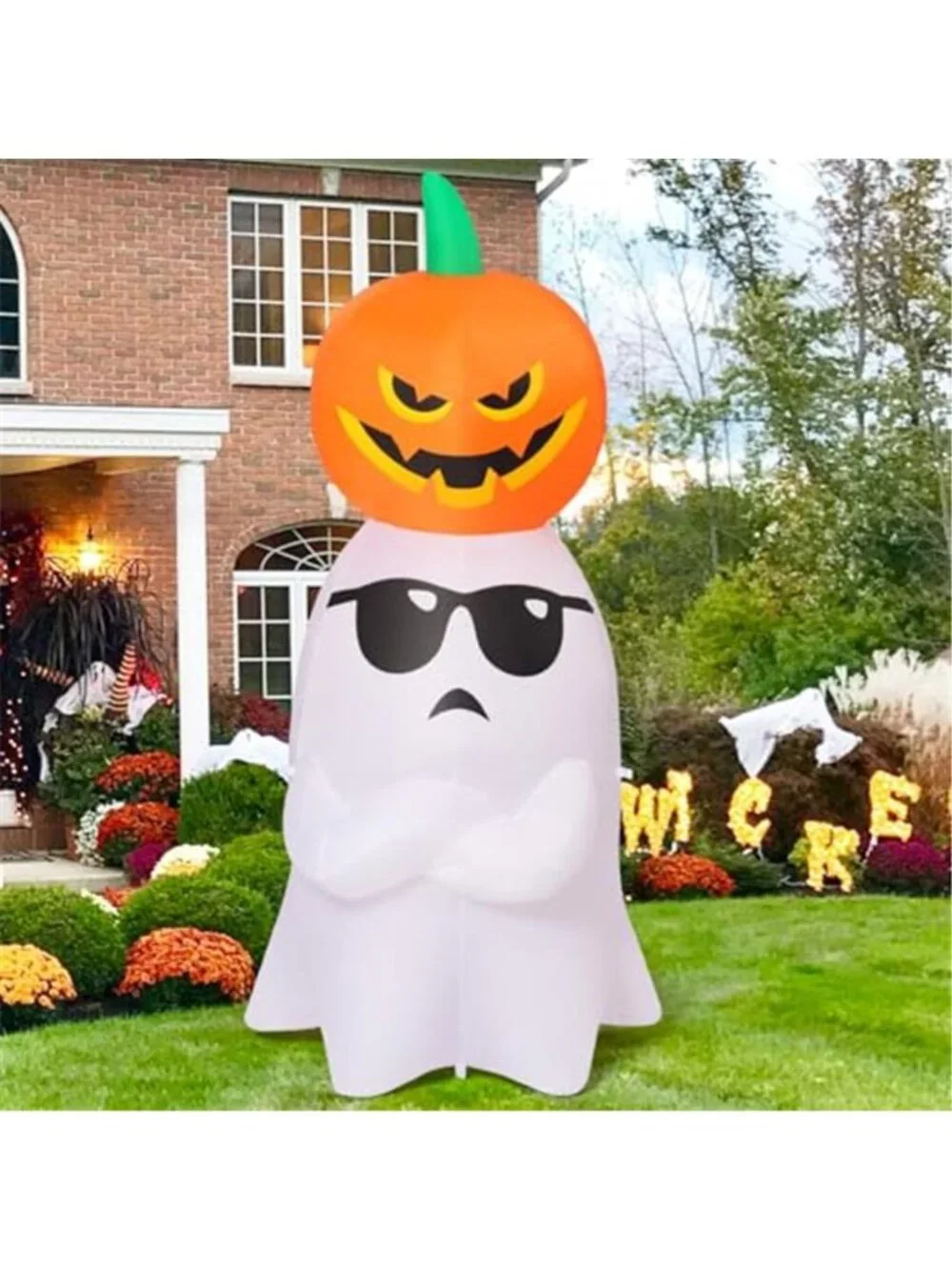 6.2 FT Halloween Inflatables Ghost with Pumpkin Outdoor Decorations Blow